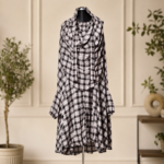 Khimar in Barberry Check Egyptian Cherry