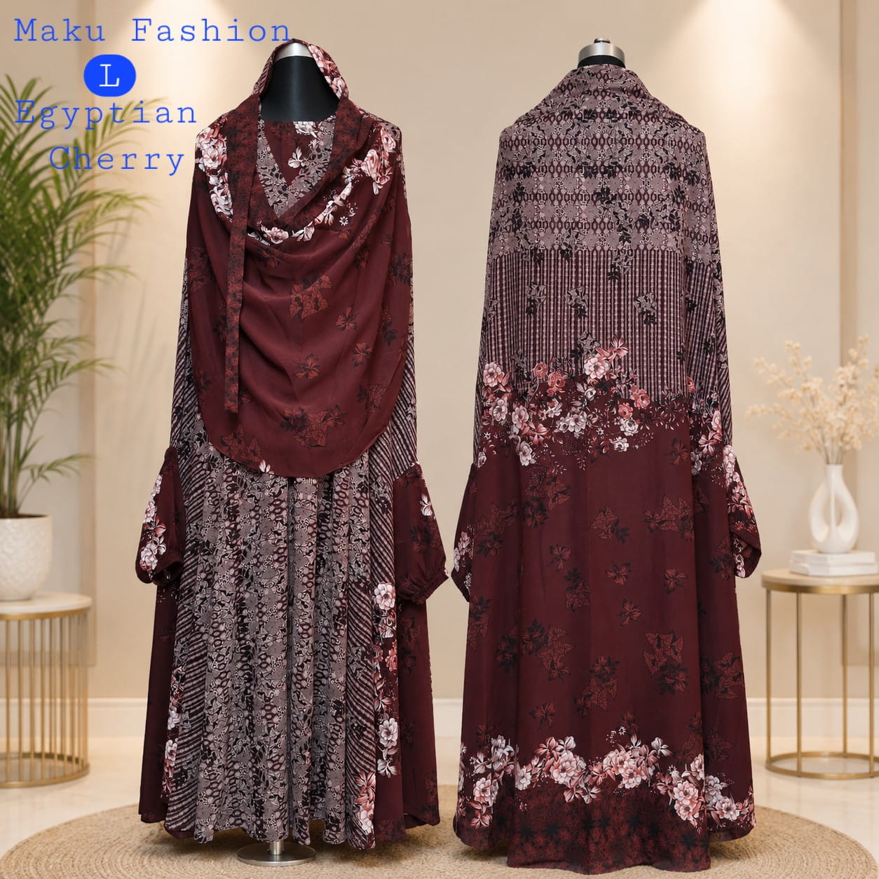 Premium Khimar-Maku Fashion Bangladesh Khimar in Egyptian Cherry - Image 1
